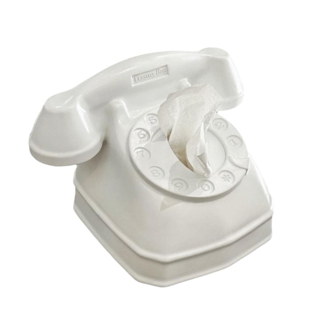 

Retro Style Tissue Box Telephone Shaped Storage Box Ornament Paper Towel Box Coffee Table бежевий
