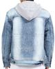 GATCHA Stretch Blast Wash Denim Jacket with Detachable Size and Clothing Hood, Bleach, L, 241G1622, Men's Women's, Spring/Summer