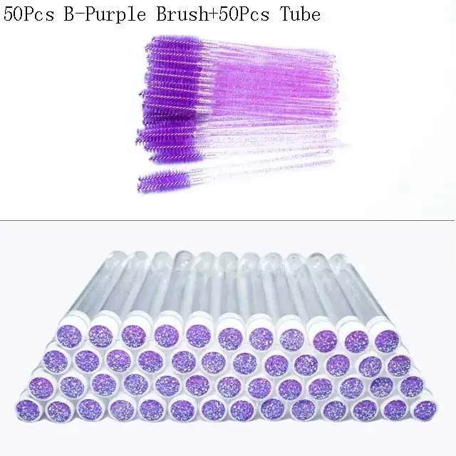Reusable 50sets Eyelash Mascara Wands With Tube Lash Spoolie Brush In Container Disposable Eyebrow Applicator Case Wholesale