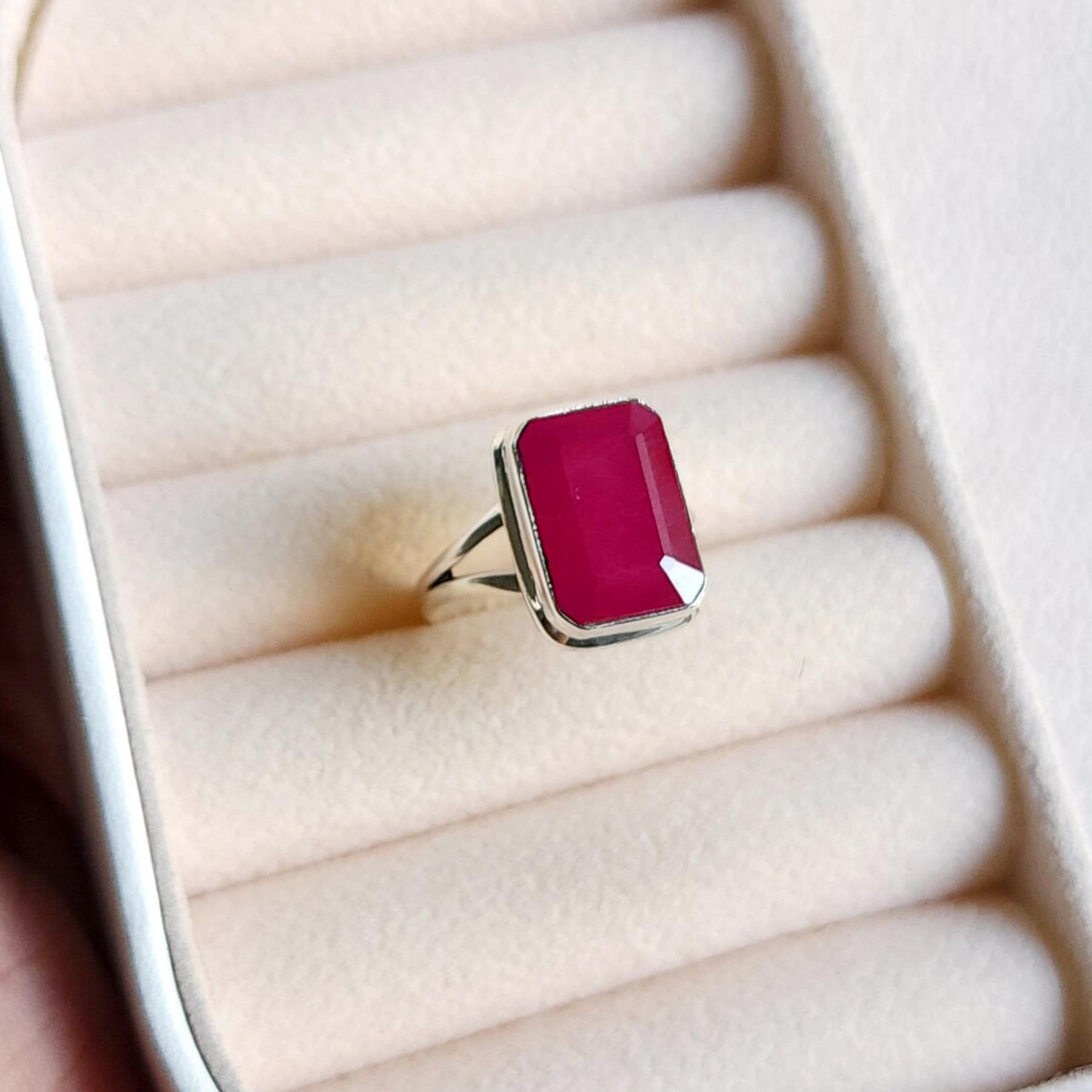 

Rich Pink Red Raw Ruby 925 Sterling Silver Ring Jewelry, Handmade Gift Ruby Ring 10