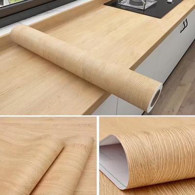 40Cm Wide Yellow Oak Imitation Wood Grain Waterproof Wallpaper Removable Wall Sticker Self-Adhesive Cabinet Table Decoration