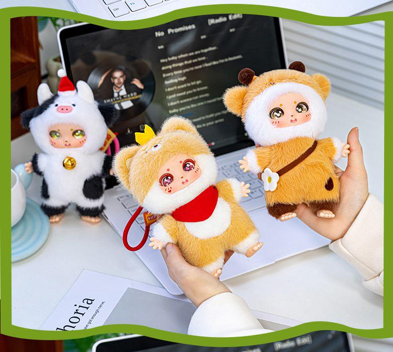 Trendy Enamel Doll Plush Toy Pendant - Cute Cartoon Animal Charm