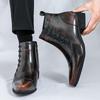 Men's British Style Color Block Leather High-Top Pointed Toe Casual Knight Boots