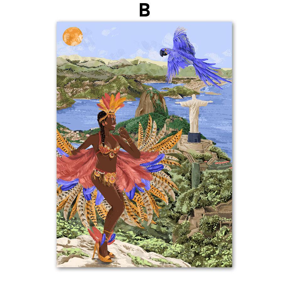 Santorini, Hawaii India Morocco Illustration Wall Art Canvas Painting Abstract Posters And Prints Picture For Living Room Decor