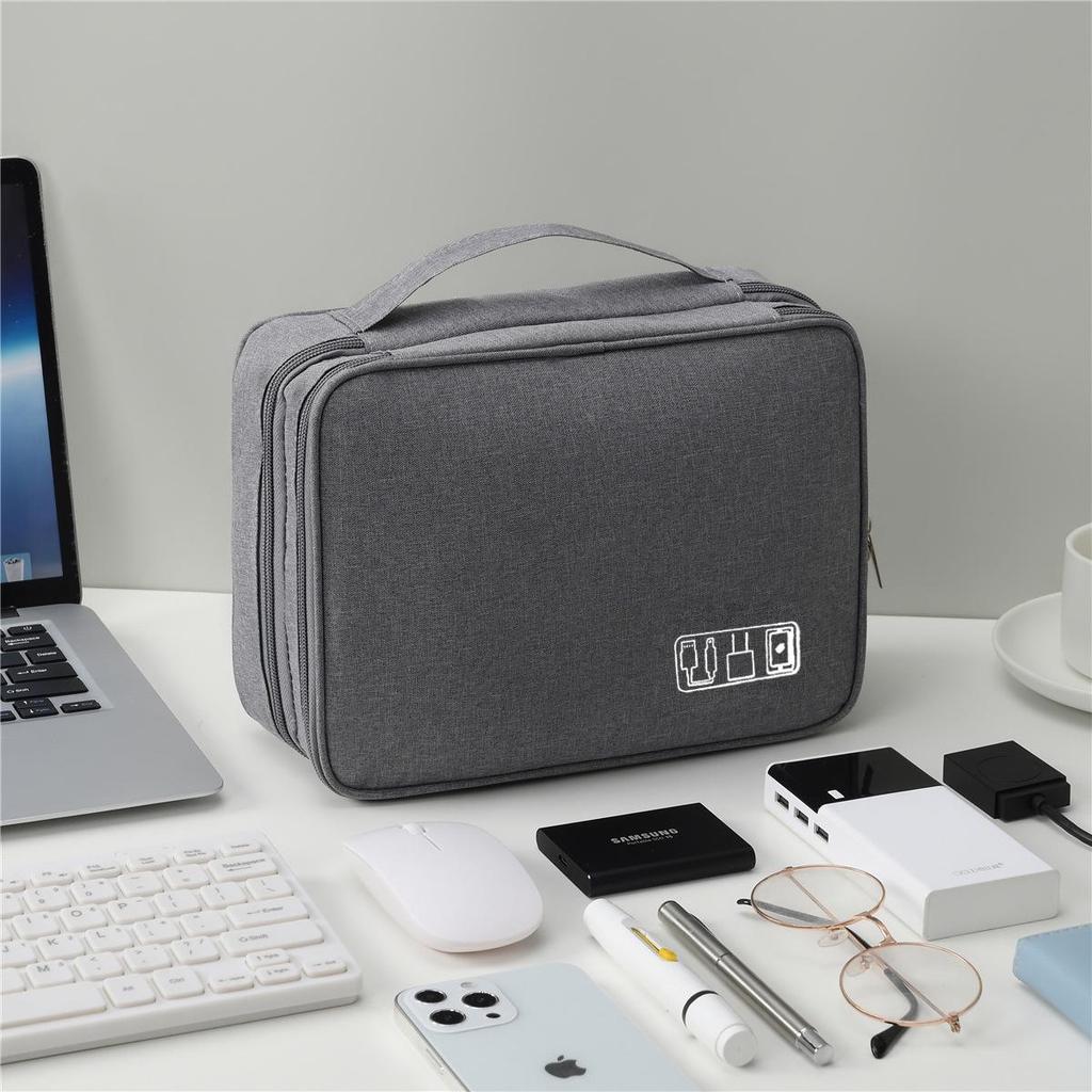Triple-Layer Shockproof Portable Organizer for Cables, Earphones, Power Banks & Hard Drives
