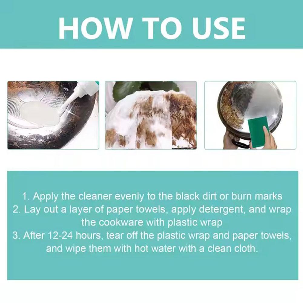 Limpador de utensílios de cozinha 150ml Remove calcário preto de aço inoxidável Agente de escurecimento de panela preta Polimento de fundo de panela preta Cozinha doméstica