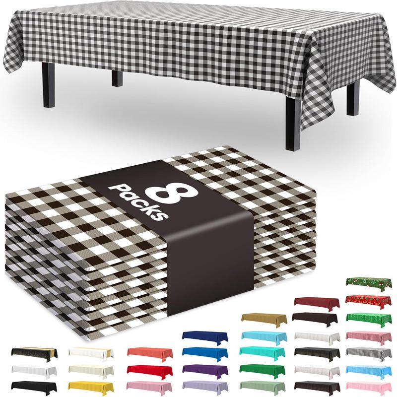 Thick Waterproof Disposable Plastic Tablecloth - Oil & Leak-Proof for Parties and Outdoor Dining