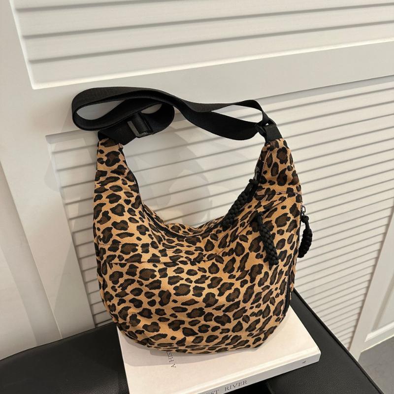 Vintage Leopard Hobos Shoulder Bags for Women Sports Versatile Portable Ladies Crossbody Bag Large Capacity Femlae Handbag Tote