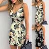 Women Fashion Sexy V-neck Print Lace-up Dress Sling Dress Backless Dress