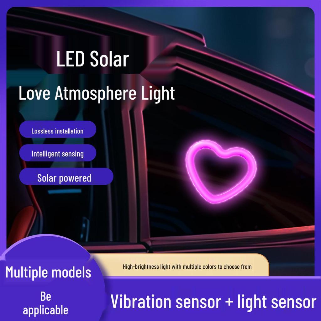 Solar-Powered LED Heart Window Light for Car Interior