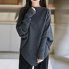 2026 Korean Style Loose Knit Sweater: Soft, Irregular Round Neck, Solid Color, Autumn Women's Top.