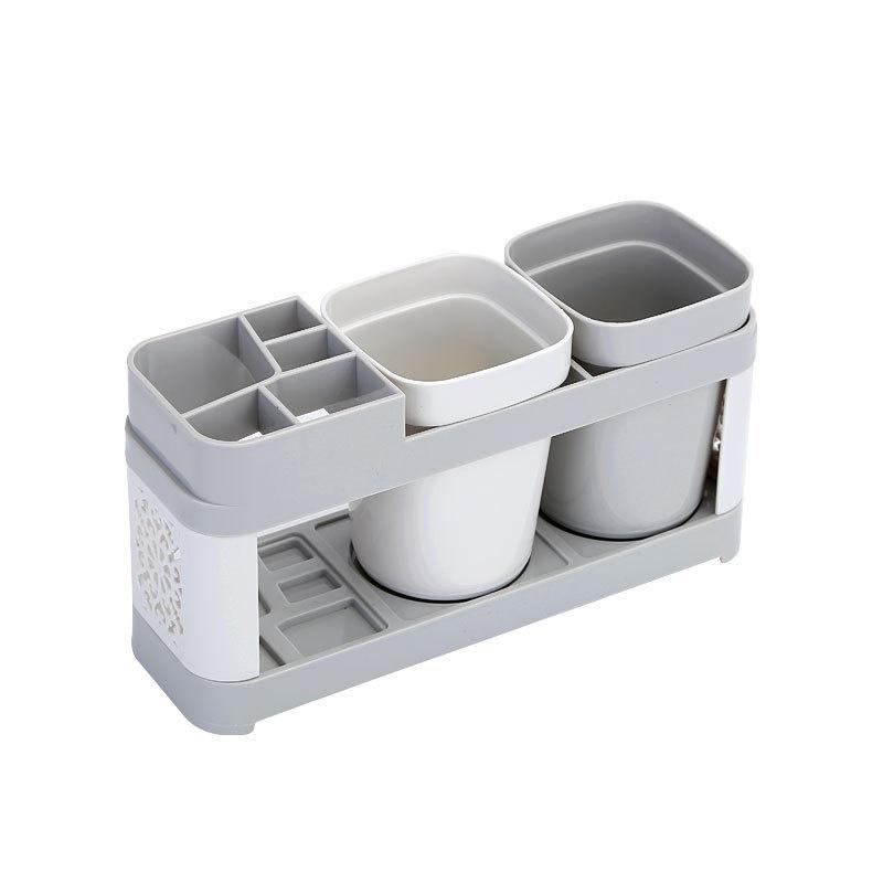 Bathroom Toothbrush Racks Free Punching Brush Set Tooth Cup Holder Teeth Vertical Cup Holder
