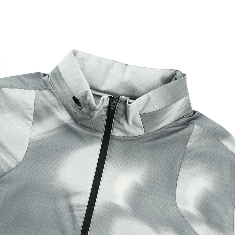 Skechers Full Print Letter Zip Collar Sports Jacket Men Jackets Gray White Black P224M007-03Z3