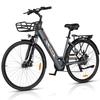 Varun VARC7008 Bicicletta Elettrica da Città Stile Femminile con Portapacchi 250W Motore 36V10Ah Batteria E-Bike da Pendolarismo Pneumatico da 27,5 Pollici Bicicletta Elettrica All-Terrain