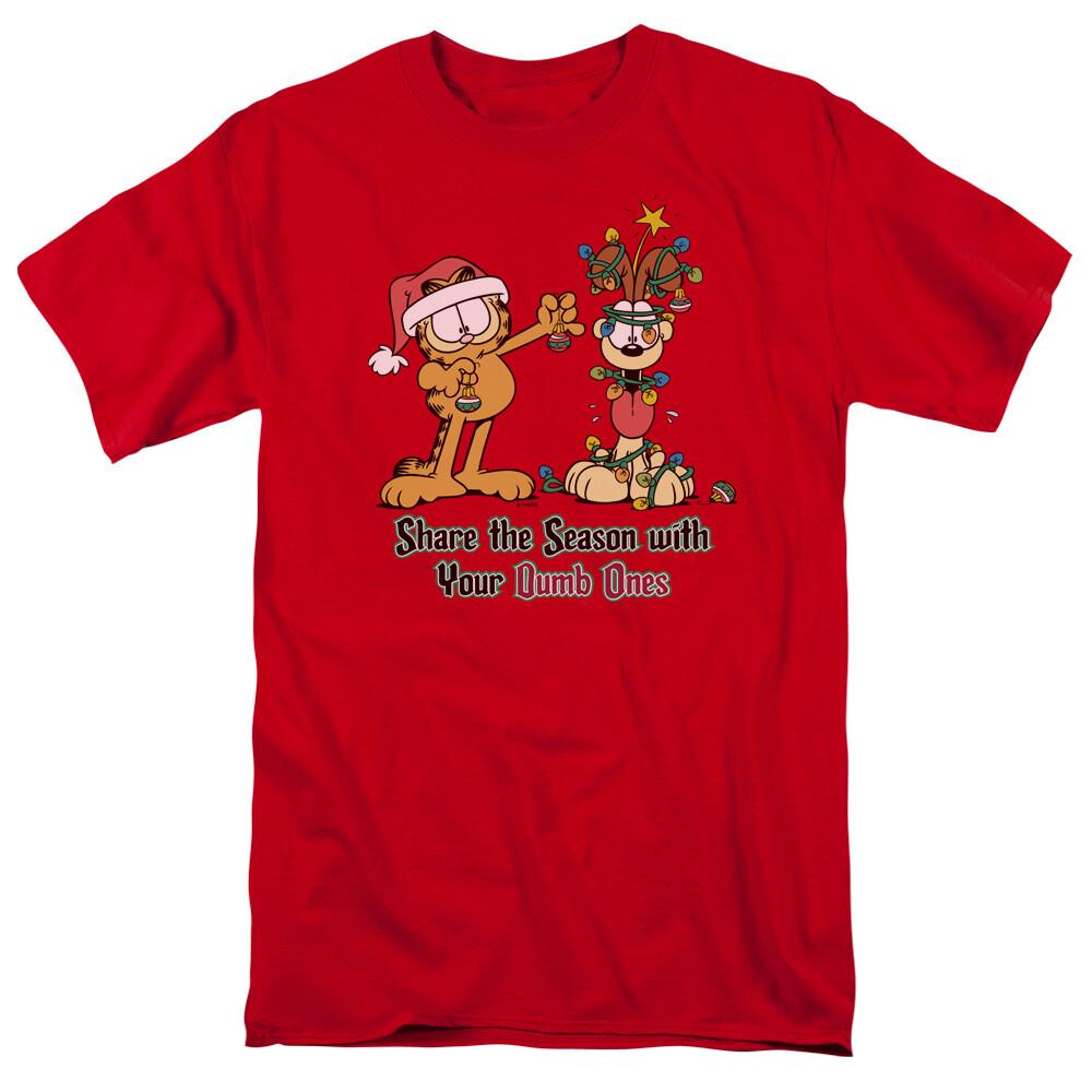 Garfield Share The Season T Shirt Mens Licensed Christmas Comics Tee Red M