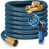 100/75/50/25 Foot Heavy-duty Garden Hose with 10 Function High-pressure Spray Nozzle, Copper Aluminum Joint, Leak Proof Design,durable Rubber Material