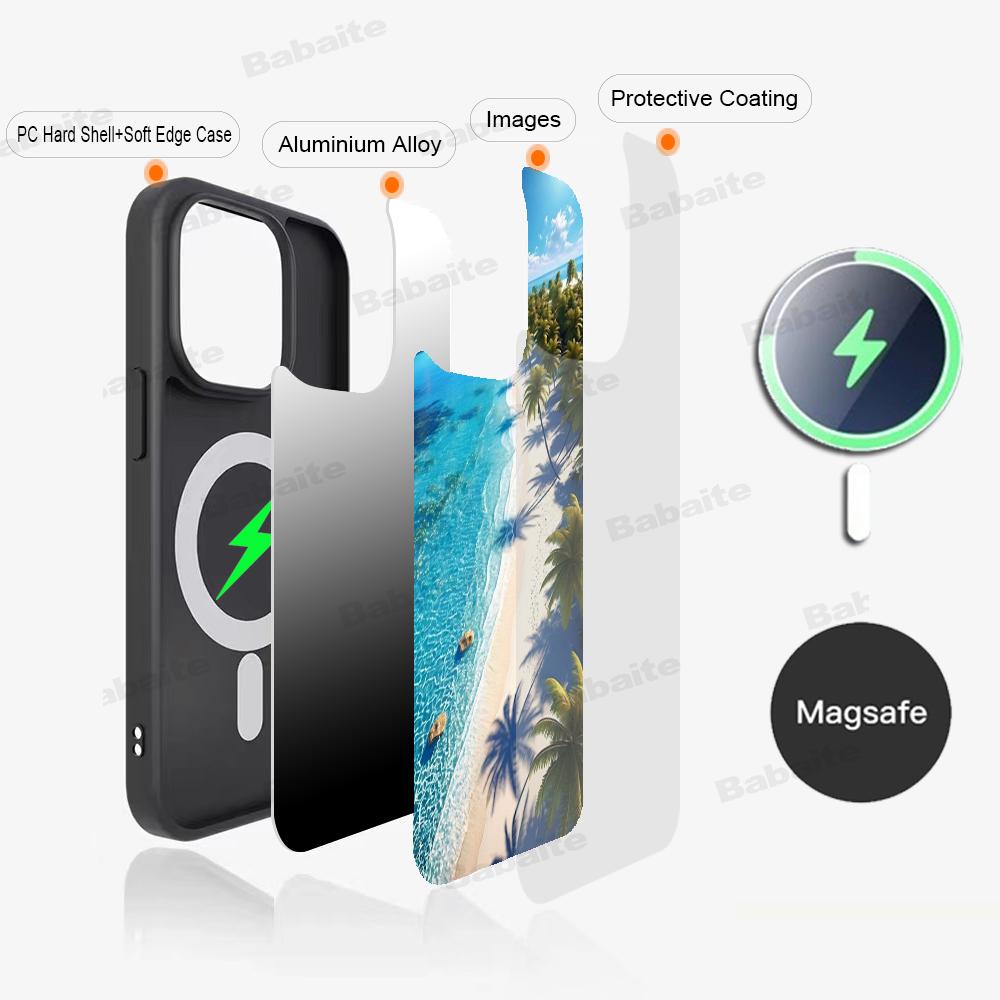 Sea Tropical Palm Trees Beach Phone Magnetic Case For IPhone 16 14 13 12 11 15 Pro Max Plus For Magsafe Wireless Charge Cover