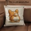 2D Cute Corgi Designs: Front & Rear Views Pillow Covers Pattern Cushion Cover Suitable For Sofa Bedroom Car Pillow Cover