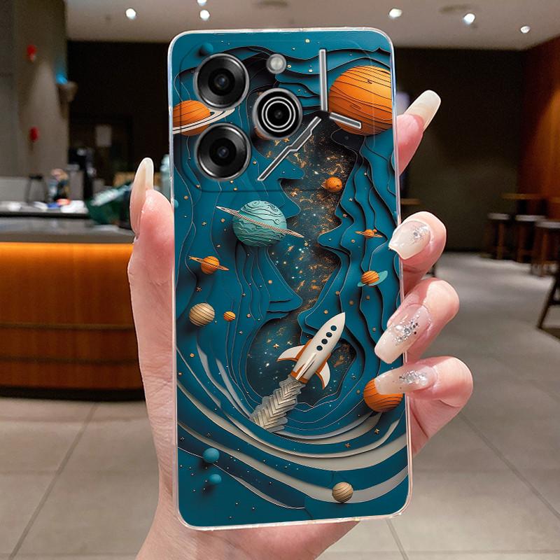 Phone Case For Tecno Pova 6 Pro 5G LI9 Case Tecno Pova 6 5G LI7 Back Cover Luxury Butterfly Flowers Transparent Soft TPU Casing