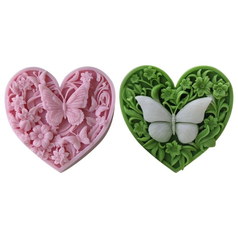 3D Relief Schmetterling Silikon Kerzenform DIY Liebe Blume Schmetterling Insekt Bastelbedarf Gips Zement Seife Form Valentinstagsgeschenk