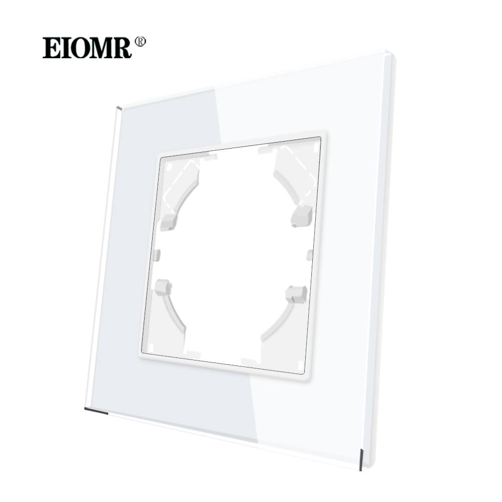 EIOMR EU Standard Wall Power Sockets White Crystal Glass Panel 16A Usb TV RJ45 Wall Switch Usb Outlets Module DIY for Round Box