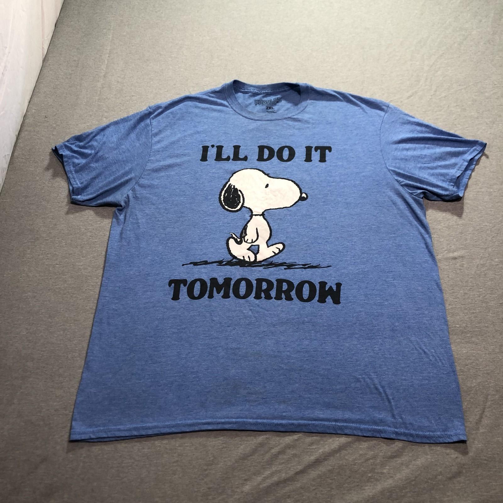 Peanuts T Shirt Men s 2XL Snoopy Ill Do It Tomorrow Lounge Blue Tee XXXL