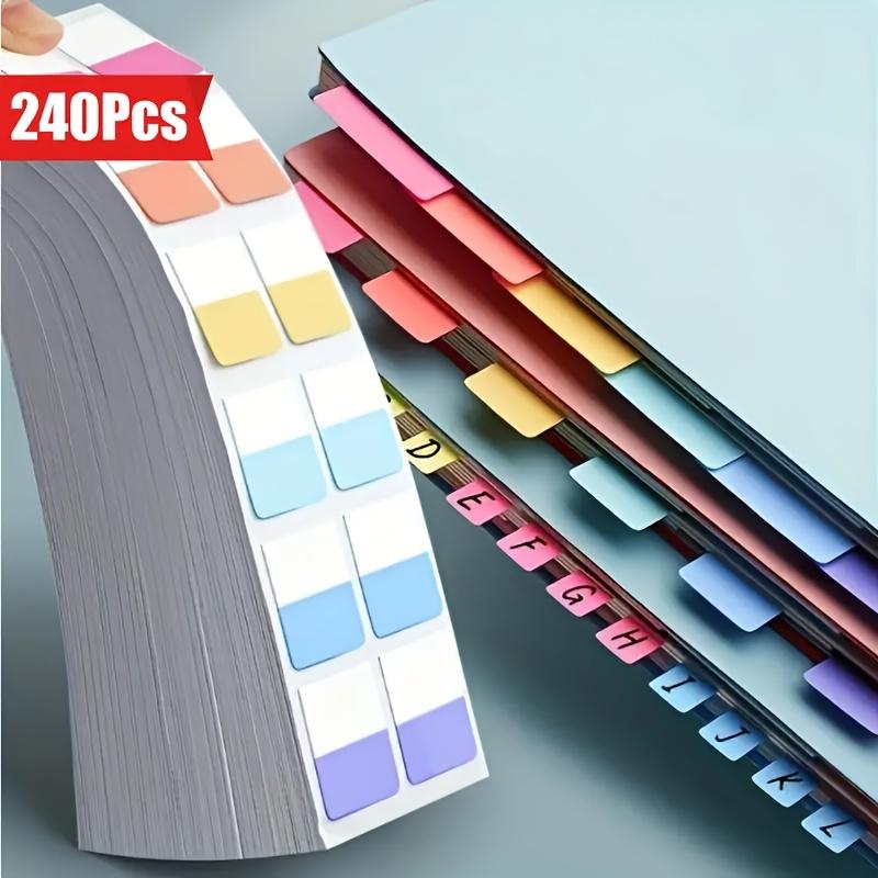 [Reusable Index Tabs] 240pcs Reusable Plastic Index Tabs | Versatile Page Markers & Document File Organizers for Office Management