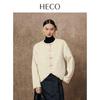 HECO New Chinese Style Short Wool Coat with Shell Ribbon Trim