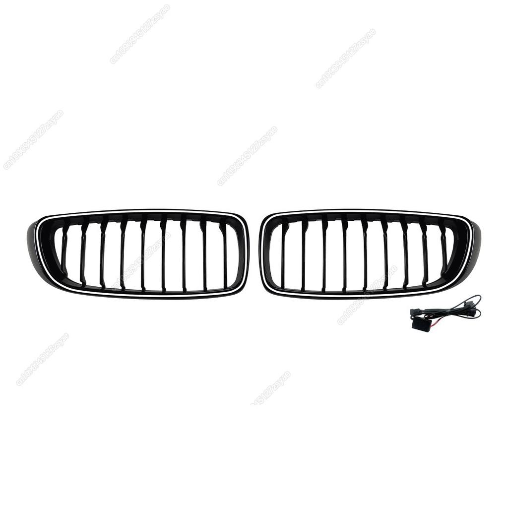 Car Front Bumper Grille LED Light  Racing Grill Single/Double Line Kit For BMW 4 Series F32 F33 F36 2014-2020 Gloss Black Tuning