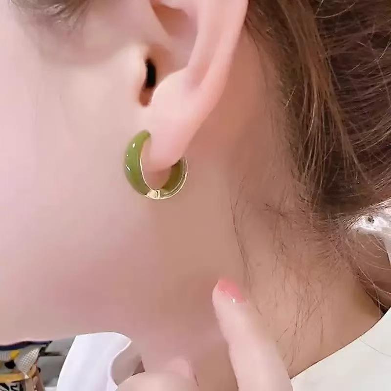 Elegant Red Oil Drip Hoop Earrings for Women - Trendy Luxury Design