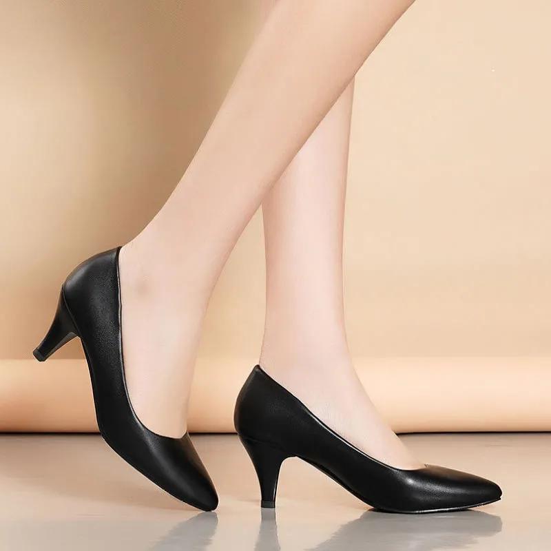Zapatos De Mujer Women Cute Sweet Black Patent Leather Spring Slip On Stiletto Heel Shoes Lady Beige Office Work Pumps Ga388