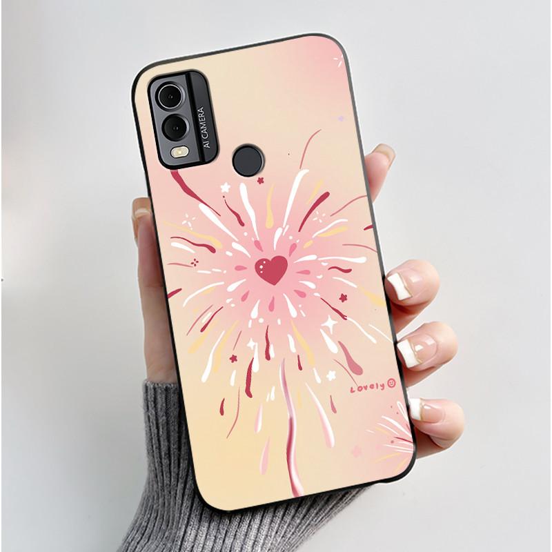 Coque Pour Nokia C22 Étui Pour Nokia C32 Coque de Téléphone Arrière Silicone Souple Noir TPU Esthétique Mignon Chat Astronaute Coque Bumper
