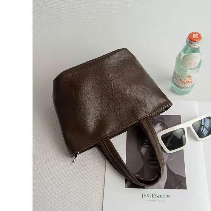 

Женская мини-сумочка из мягкой кожи - Модная однотонная косметичка Upgraded zipper closure + lining коричневый