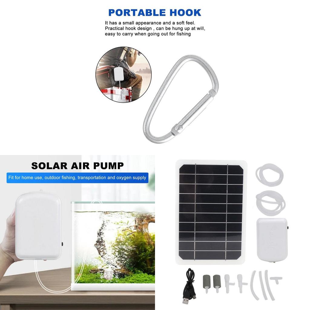 Solar Powered Aerator Pump With Rechargeable Battery For Fish Tanks And Outdoor Fishing