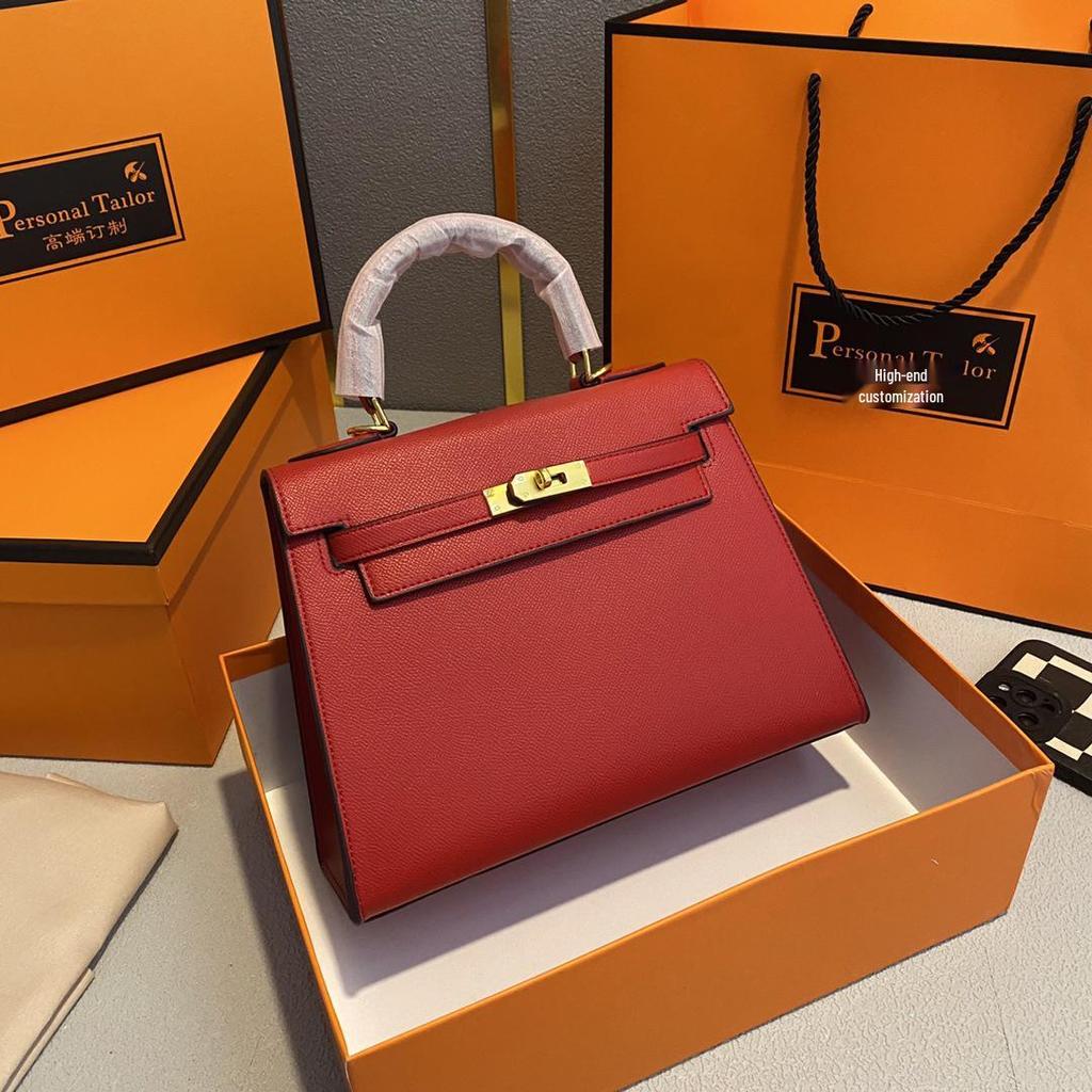 Bolso Kelly Color Caramelo: Bolso de Mano de Moda Europeo y Americano para Mujer, Bolso de Hombro Único o Cruzado de Gama Alta