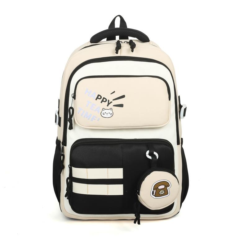 Schoolbag 2025 New Versatile High Value Large Capacity Junior High School Student Schoolbag Simple and Lightweight Backpack Casual Contrasting
