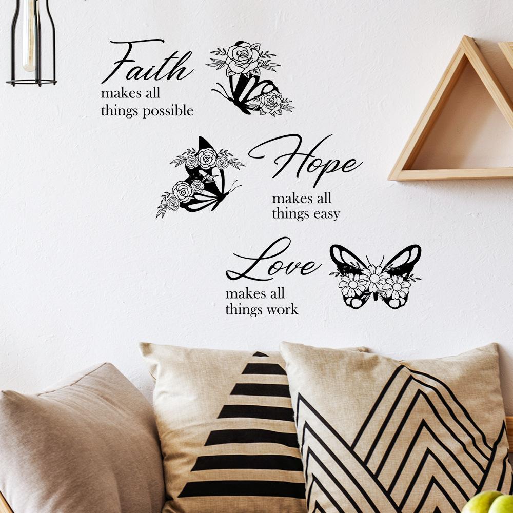WZ9020 Inspirierender englischer Slogan Schmetterling Kommerzieller Ort Schlafzimmer Arbeitszimmer Zuhause Verschönerung Dekoration Wandaufkleber