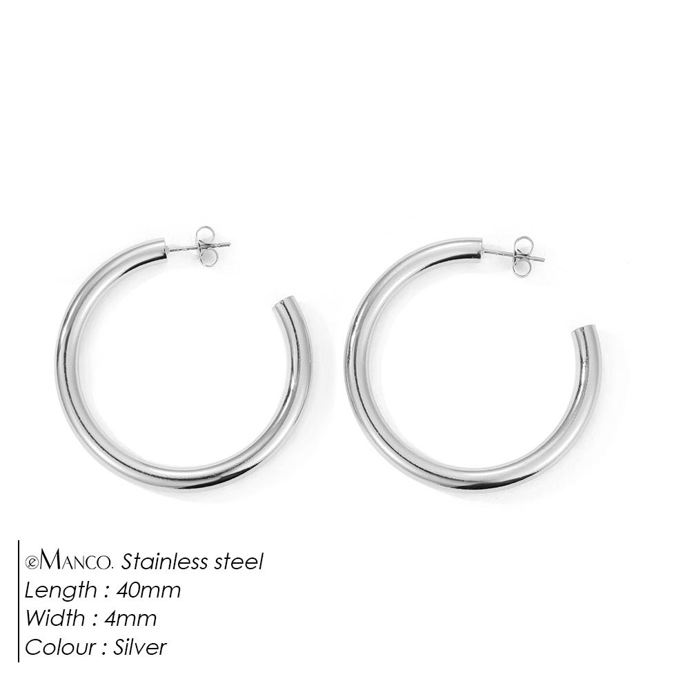

eManco Stainless Steel Large Hoop Earrings Hip Hop Style Women s Jewelry Multi-Size Stacking Earrings Party Favors