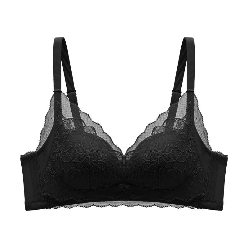 

Sweet small breasts gather lace, stand up cup, comfortable and skin-friendly, double milk, no steel ring, anti-sagging bra 70b(recommended 40-47kg ) чёрный