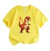 Kids Boys Girls Crew Neck Short Sleeve 100% Cotton T-Shirt, Cute Angry Fire Dinosaur Print Casual Tees for Children Daily Wear Summer Tops