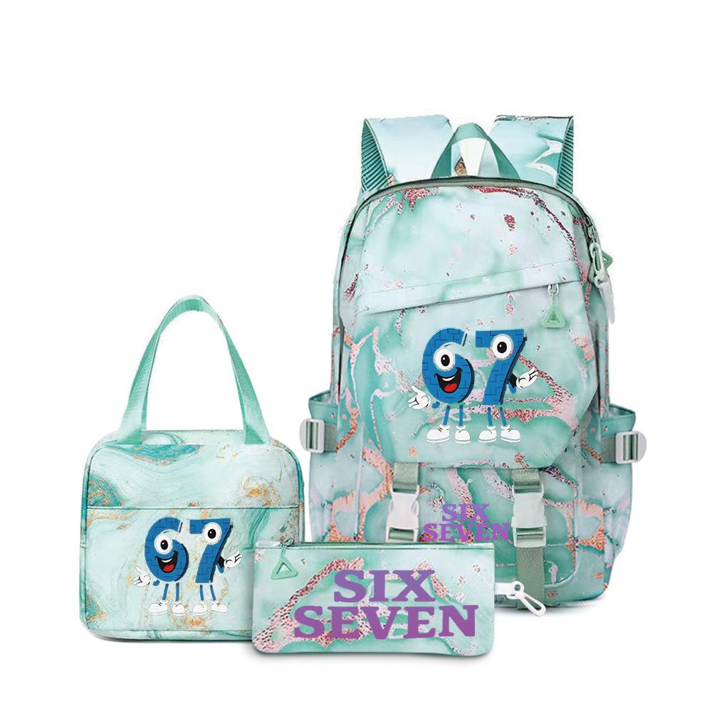 67 Stems Printed Peripheral Backpack For Primary And Secondary School Students Sixseven Schoolbags Three-Piece Set