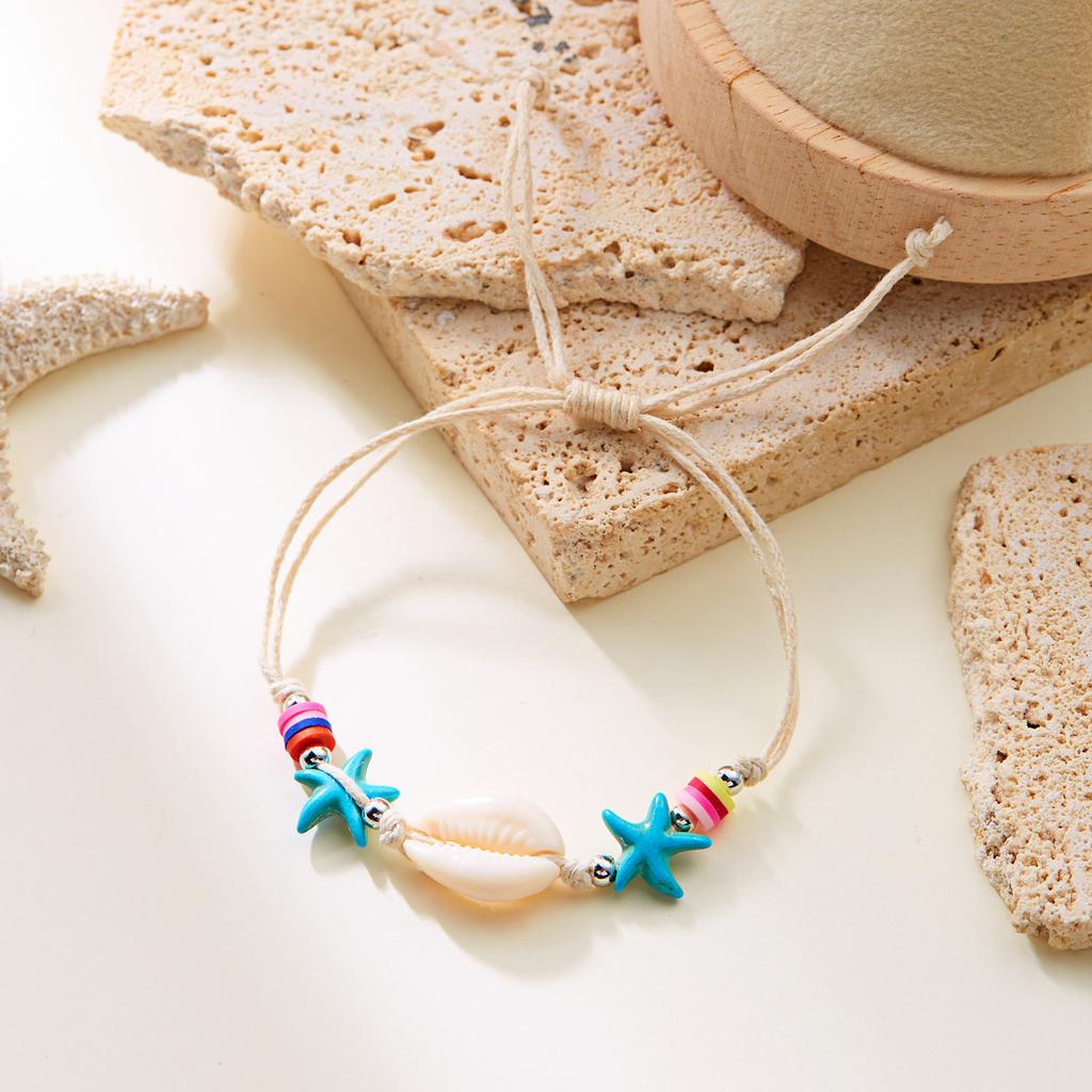Bohemian Starfish Shell Beads Bracelet For Women Sea Star Turtle Conch Woven Rope Bracelet Summer Beach Party Holiday Jewelry