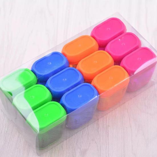 12Pcs Dual Hole Pencil Sharpeners Cute Design Carbon Steel Blades Splash-Proof Lid