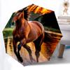 1pc Horse Water Reflection Automatic Folding Umbrella Portable Collapsible 8-Rib Umbrella for All Seasons, Casual Outdoor Accessory, B60
