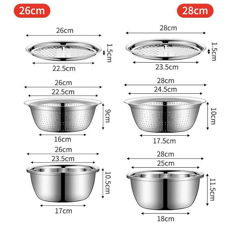 Multifunctional Stainless Steel Basin, 2026 New 3 In 1 Multifunctional Stainless Steel Basin Strainer Set With Grater