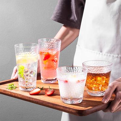Juice Beverage Cups Transparent Hammer Patterned Water Cup Elegant Cocktail Glass Household Whiskey Glass Classical Coffee Cup