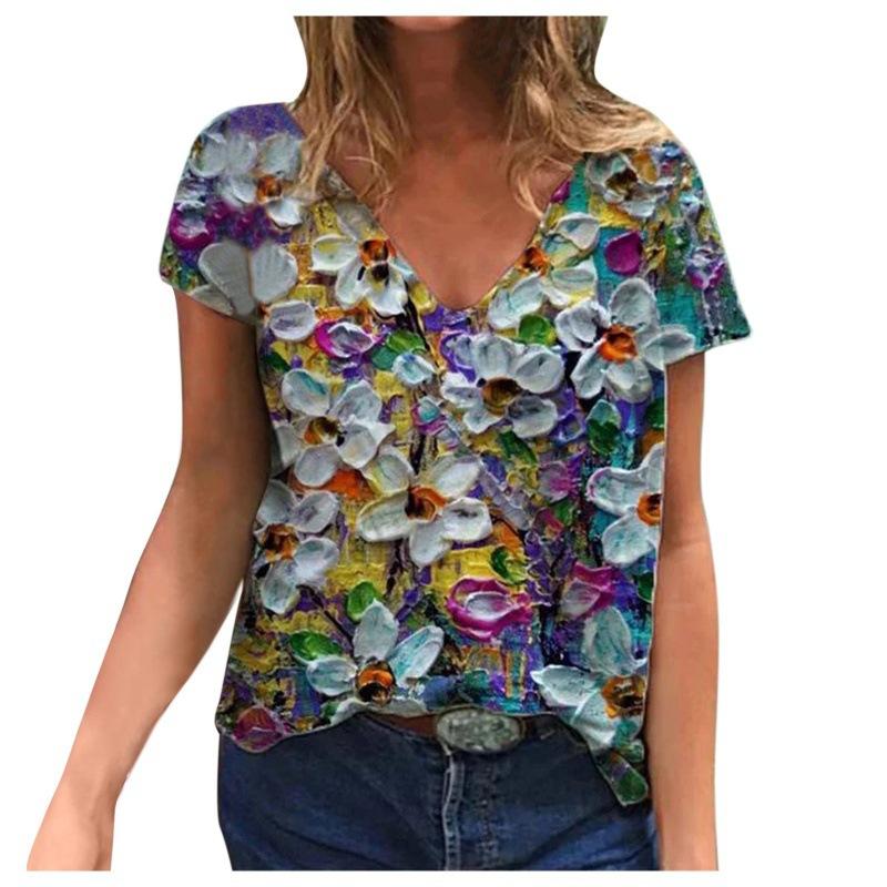 Women's Creative Pattern Short Sleeve Top Streetwear 3d Print T-shirt for Women