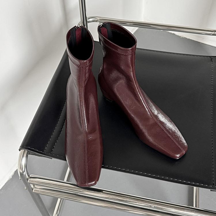 Autumn and winter new square head thick medium heel short boots fashionable and simple rear zipper fashion short boots women's boots