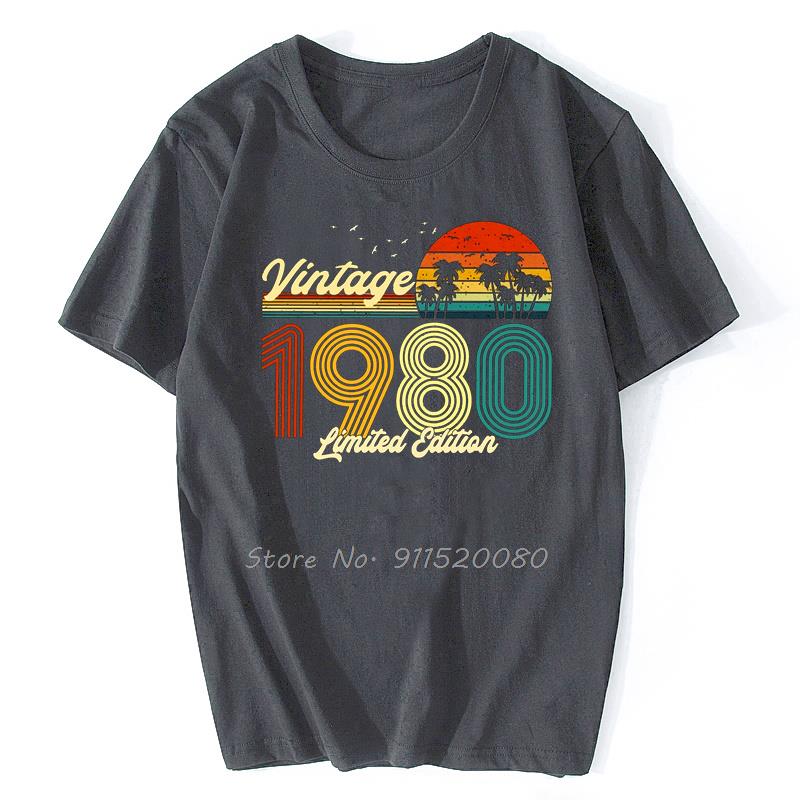 Vintage 1980 Limited Edition Tshirt Men Novelty T Shirt Cotton Old Birthday Gift Tshirt Urban Tee Top Streetwear Harajuku