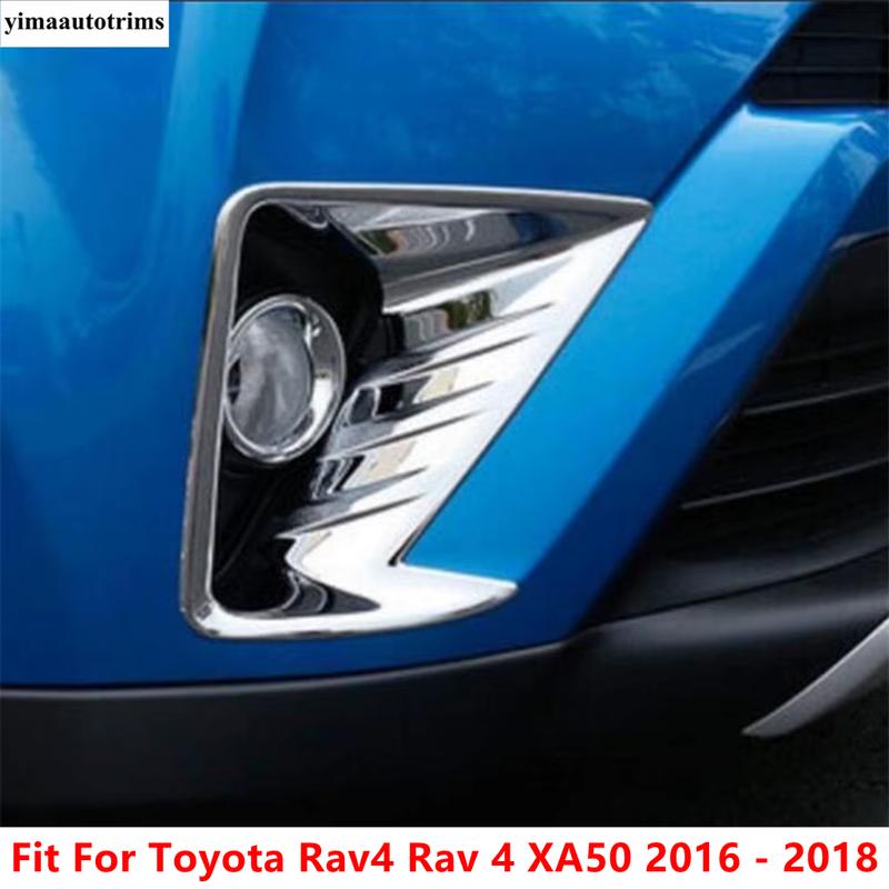 

ABS Chrome Front Fog Light Lamp Bezel Cover Trim For Toyota RAV4 RAV 4 2016 2017 2018 Decorative Accessories Chromium Styling